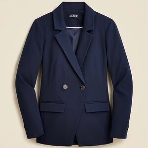 J. Crew Devon blazer, bi-stretch cotton blend double breasted. Navy. Sz 14. NWT